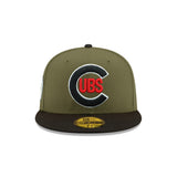 Chicago Cubs Mascot Side Patch Olive & Black 59FIFTY Fitted Hat - New Era - 23862040801