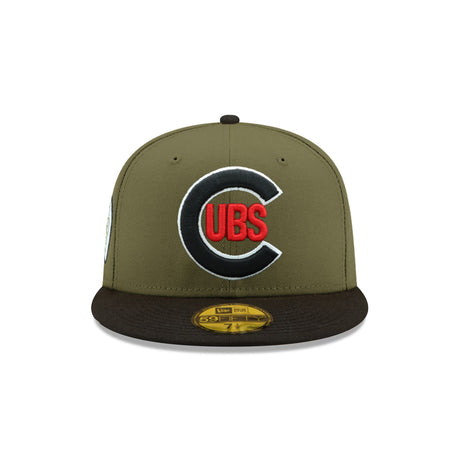 Chicago Cubs Mascot Side Patch Olive & Black 59FIFTY Fitted Hat - New Era - 23862040801