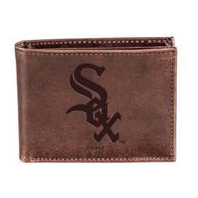 Chicago White Sox Bi - Fold Wallet Brown 100% Genuine Leather - EG Collective - 801946414810