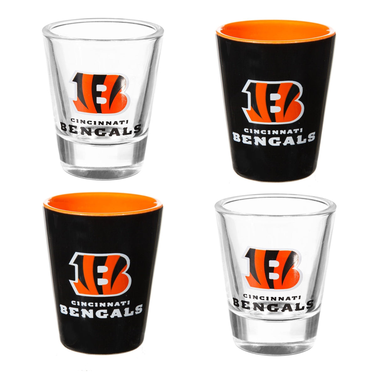 Cincinnati Bengals 4-Piece Ceramic and Glass 2oz. Shot Glass Set - EG Collective - 801946180067