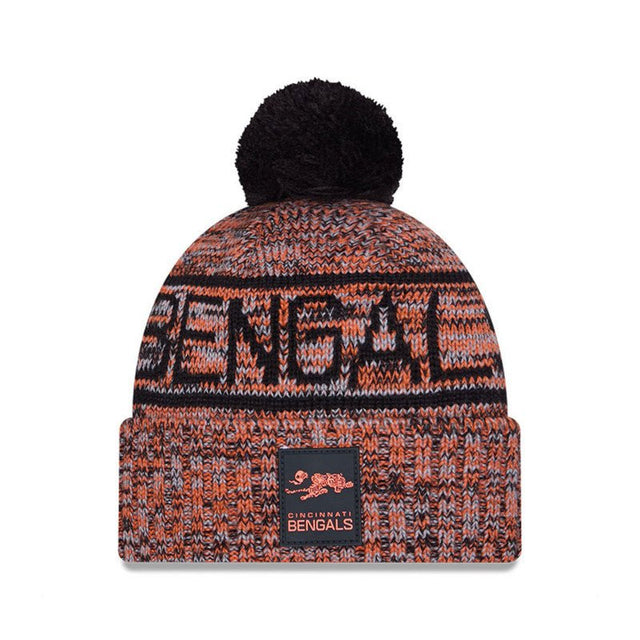 Cincinnati Bengals Script Pom Cuffed Knit Beanie - New Era - 