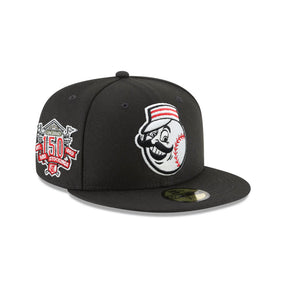 Cincinnati Reds Cooperstown Collection Mr Redlegs 150th Anniversary Black 59FIFTY Fitted Hat - New Era - 23081042401