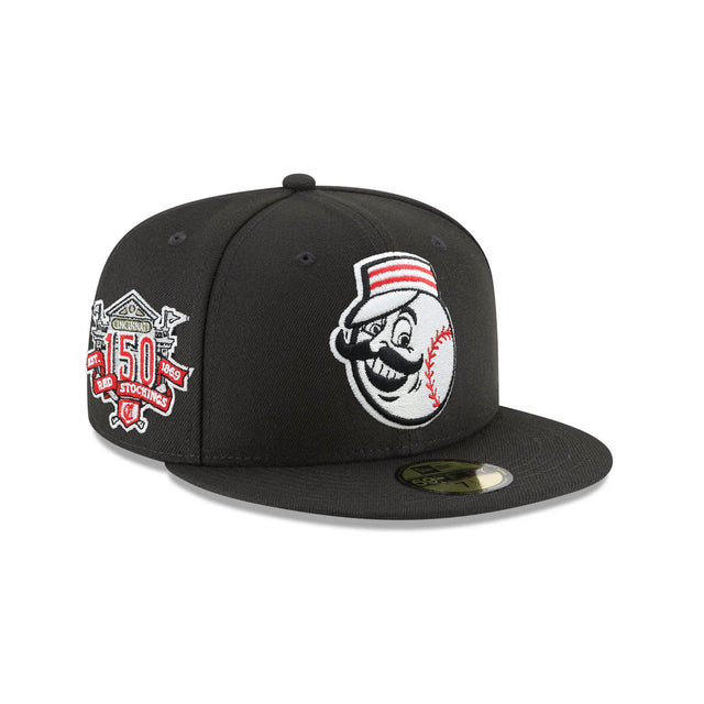 Cincinnati Reds Cooperstown Collection Mr Redlegs 150th Anniversary Black 59FIFTY Fitted Hat - New Era - 23081042401