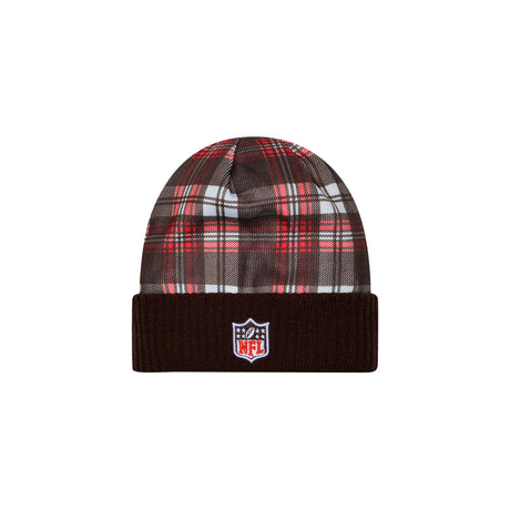 Cleveland Browns Brown Plaid Statement Beanie Cuffed Knit Hat - New Era - 