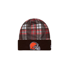 Cleveland Browns Brown Plaid Statement Beanie Cuffed Knit Hat - New Era - 