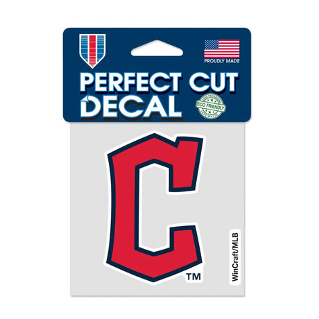Cleveland Guardians Block C Logo Red Navy 4x4 Perfect Cut Decal - Wincraft - 3233414