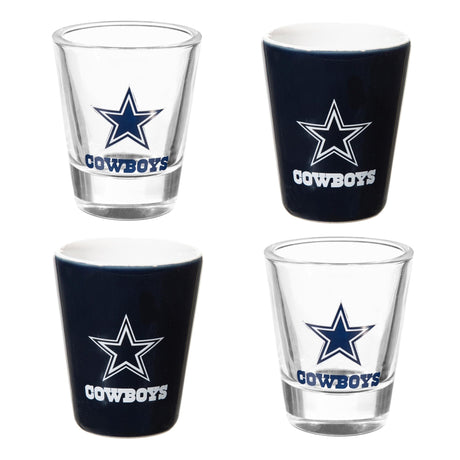 Dallas Cowboys 4-Piece Ceramic and Glass 2oz. Shot Glass Set - EG Collective - 801946180081