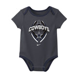 Dallas Cowboys Infant All Day Play Navy & Gray 3-Piece Bodysuit Set - NFL - 24160211201