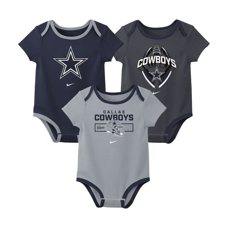 Dallas Cowboys Infant All Day Play Navy & Gray 3-Piece Bodysuit Set - NFL - 24160211201