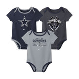 Dallas Cowboys Infant All Day Play Navy & Gray 3-Piece Bodysuit Set