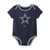 Dallas Cowboys Infant All Day Play Navy & Gray 3-Piece Bodysuit Set