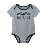 Dallas Cowboys Infant All Day Play Navy & Gray 3-Piece Bodysuit Set