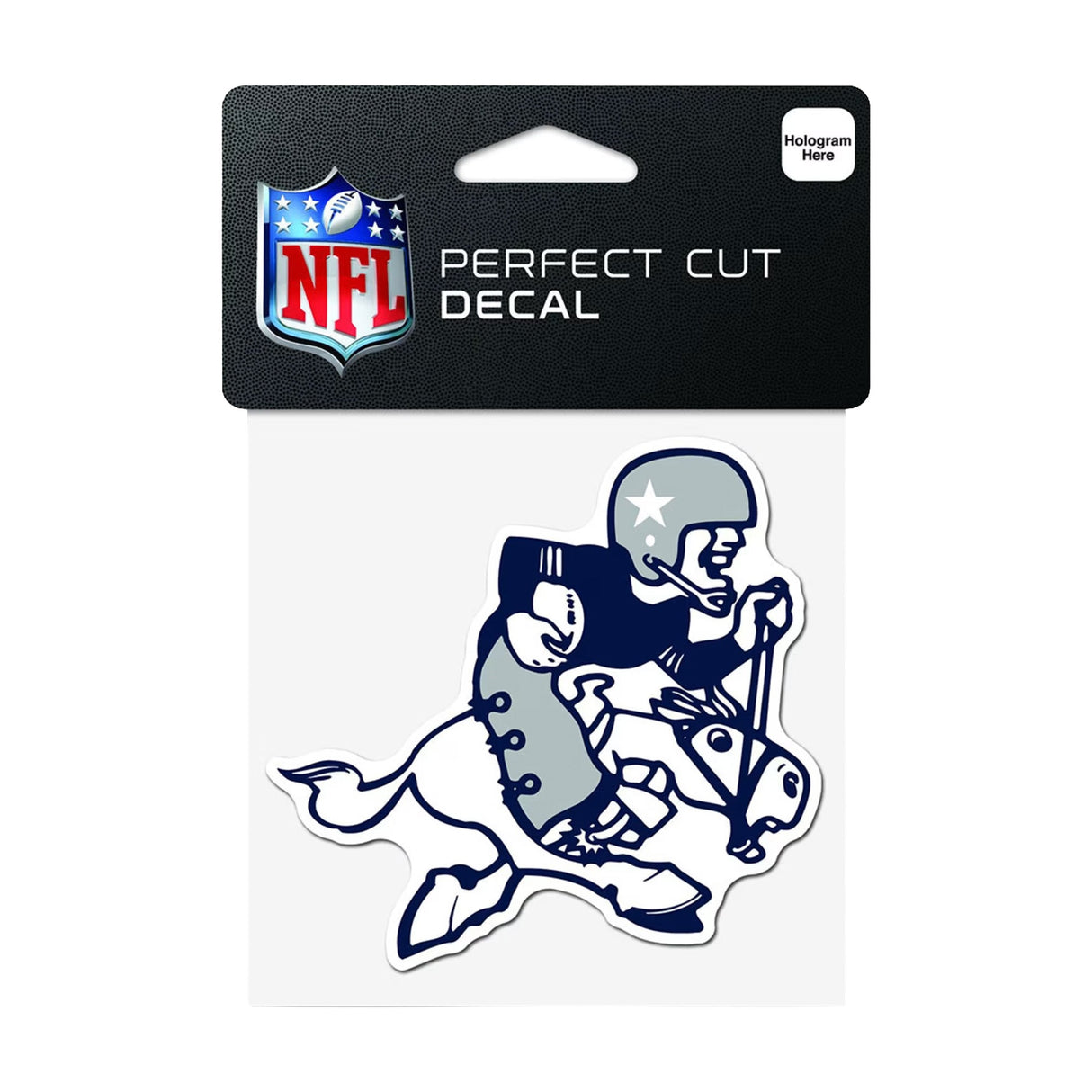Dallas Cowboys Throwback Riding Cowboy Logo 4x4 Perfect Cut Decal - Wincraft - 32101121