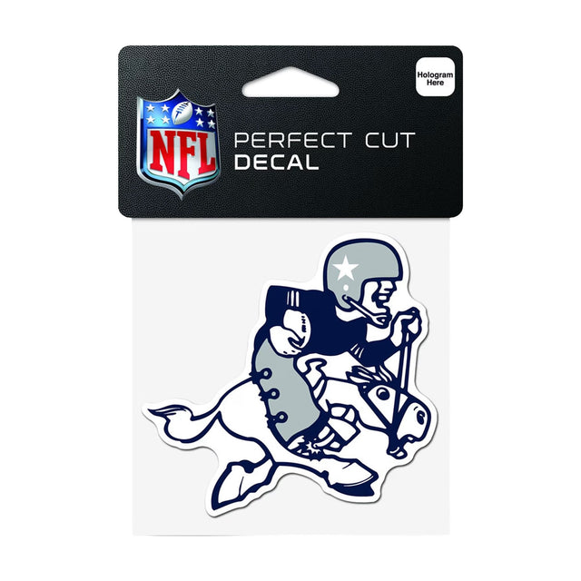 Dallas Cowboys Throwback Riding Cowboy Logo 4x4 Perfect Cut Decal - Wincraft - 32101121