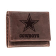Dallas Cowboys, Tri - Fold Wallet, Brown, CH, 100% Genuine Leather - EG Collective - 801946048206