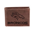 Denver Broncos, Bi - Fold Wallet, Brown, CH, 100% Genuine Leather - EG Collective - 808412079979