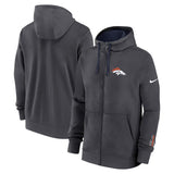 Denver Broncos Nike Anthracite Primetime Club Full - Zip Hoodie - Nike - 