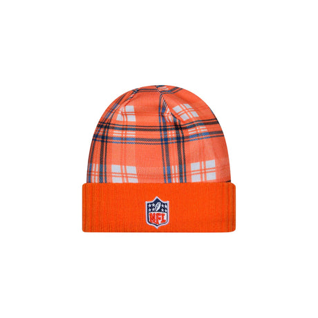 Denver Broncos Orange Plaid Statement Beanie Cuffed Knit Hat - New Era - 