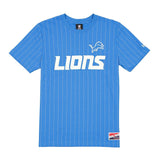 Detroit Lions Blue & Silver Pinstripe New Era Throwback T-Shirt - New Era - 