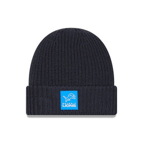 Detroit Lions Navy Cuffed Knit Beanie - New Era - 