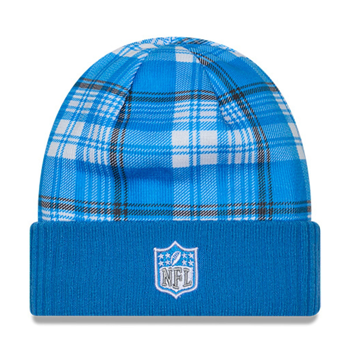 Detroit Lions Statement Blue Plaid Cuffed Knit Beanie - New Era - 237011901