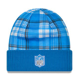 Detroit Lions Statement Blue Plaid Cuffed Knit Beanie - New Era - 237011901