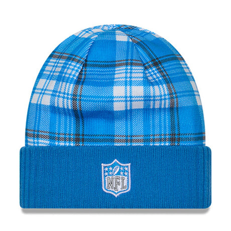 Detroit Lions Statement Blue Plaid Cuffed Knit Beanie - New Era - 237011901
