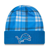 Detroit Lions Statement Blue Plaid Cuffed Knit Beanie - New Era - 237011901