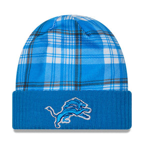 Detroit Lions Statement Blue Plaid Cuffed Knit Beanie - New Era - 237011901