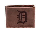 Detroit Tigers Bi-Fold Wallet Brown 100% Genuine Leather - EG Collective - 801946414872