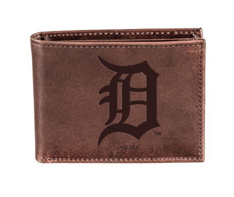 Detroit Tigers Bi-Fold Wallet Brown 100% Genuine Leather - EG Collective - 801946414872