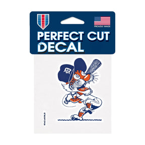 Detroit Tigers Cooperstown Collection Retro Mascot Logo 4x4 Perfect Cut Decal - Wincraft - 3210427