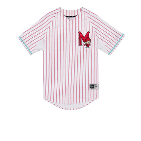 Diablos Rojos del México White & Red Pinstripe New Era Home Baseball Jersey - New Era - 