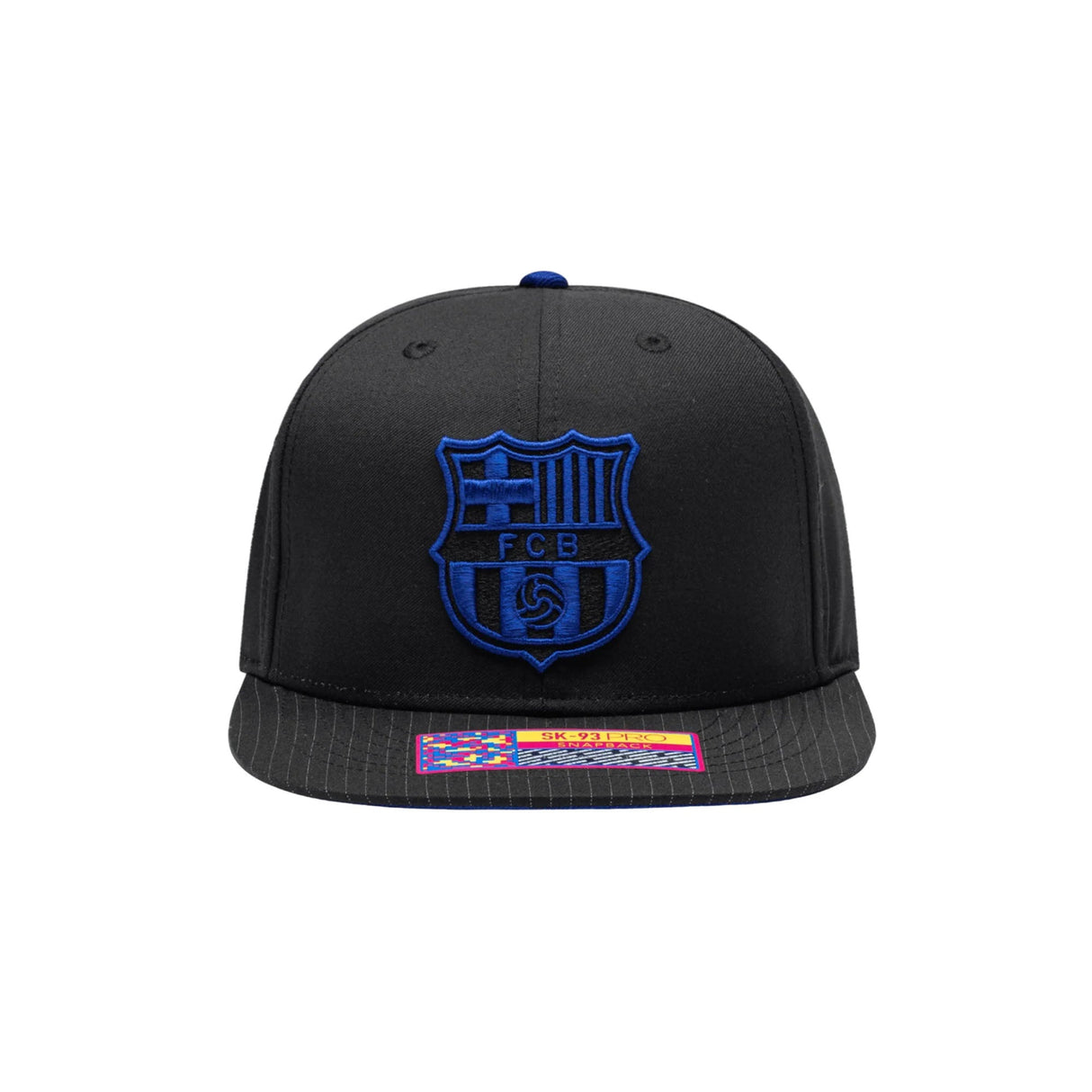 FC Barcelona Black & Blue Pinstripe Crest Snapback Hat - Fan Ink - 156208720
