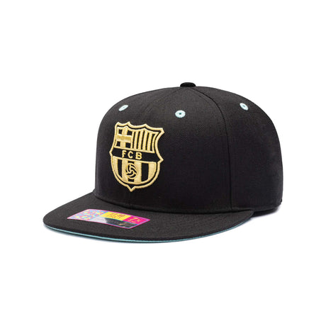 FC Barcelona Black & Gold Crest Fitted Hat - Fan Ink - 15620272001