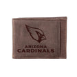 Front Pocket Wallet w/ RFID Blocking, Arizona Cardinals, Brown - EG Collective - 801946224099