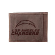 Front Pocket Wallet w/ RFID Blocking, Los Angeles Chargers, Brown - EG Collective - 801946224662