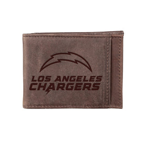 Front Pocket Wallet w/ RFID Blocking, Los Angeles Chargers, Brown - EG Collective - 801946224662