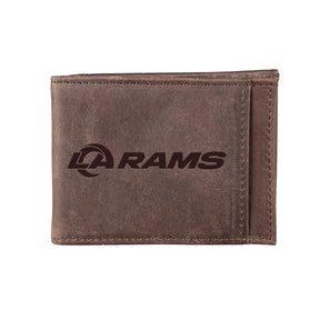 Front Pocket Wallet w/ RFID Blocking, Los Angeles Rams, Brown - EG Collective - 801946224723