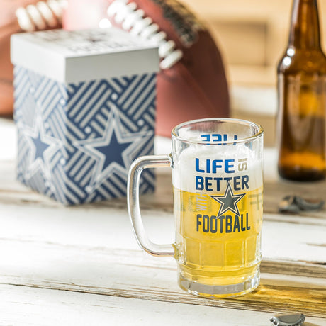 Glass Tankard Cup, with Gift Box, Dallas Cowboys - EG Collective - 801946814856