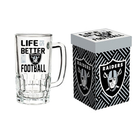 Glass Tankard Cup, with Gift Box, Las Vegas Raiders - EG Collective - 801946351221