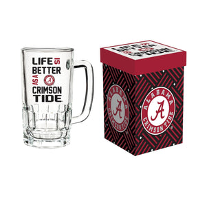 Glass Tankard Cup, with Gift Box, University of Alabama - EG Collective - 801946083733