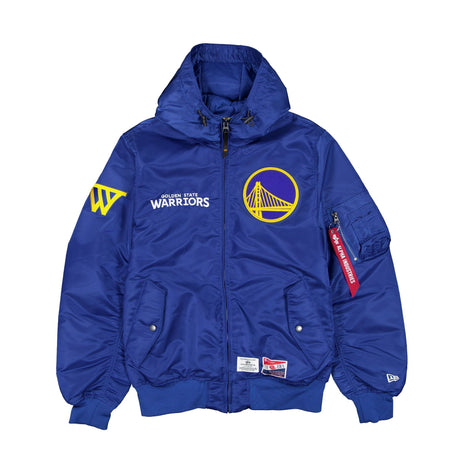 Golden State Warriors Alpha Industries L - 2B Hooded Bomber Jacket - New Era - 