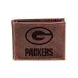 Green Bay Packers, Bi-Fold Wallet, Brown, CH, 100% Genuine Leather - EG Collective - 808412079993