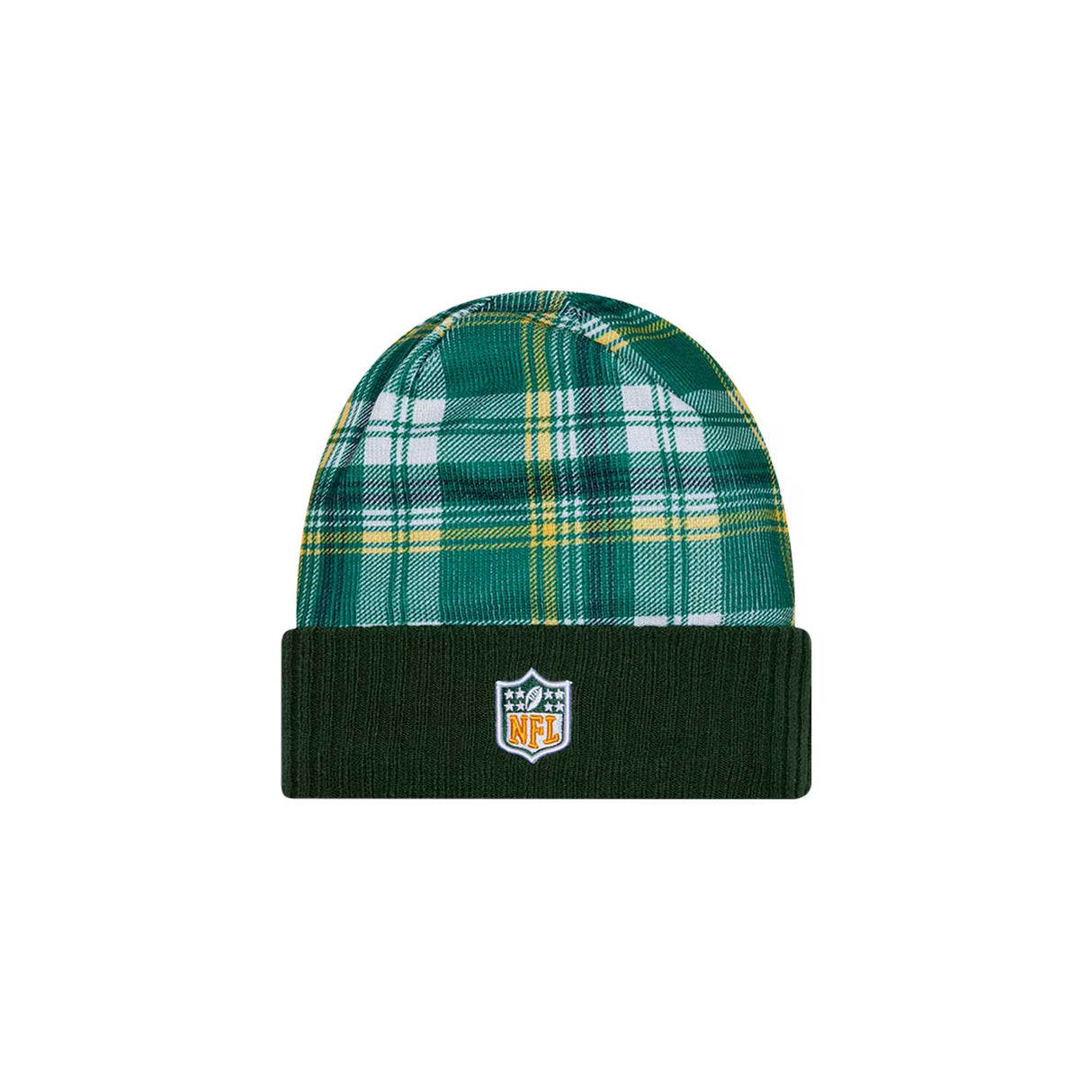 Green Bay Packers Green Plaid Statement Beanie Cuffed Knit Hat - New Era - 