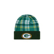 Green Bay Packers Green Plaid Statement Beanie Cuffed Knit Hat - New Era - 