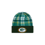 Green Bay Packers Green Plaid Statement Beanie Cuffed Knit Hat - New Era - 