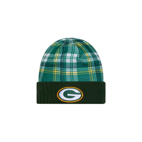 Green Bay Packers Green Plaid Statement Beanie Cuffed Knit Hat - New Era - 