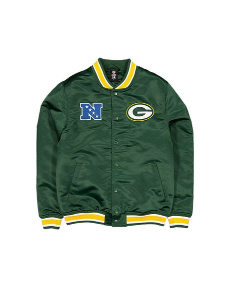 Green Bay Packers Green Satin Varsity Jacket - New Era - 