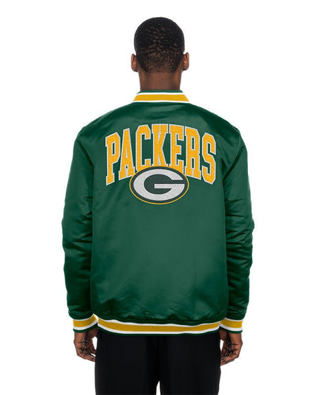 Green Bay Packers Green Satin Varsity Jacket - New Era - 